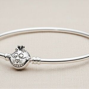 Silver Bangle with Cat Charm
